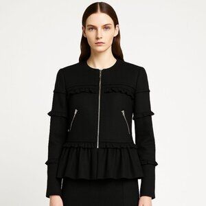 Preen Line Designer Black Evening Wool Blend Jacket Large